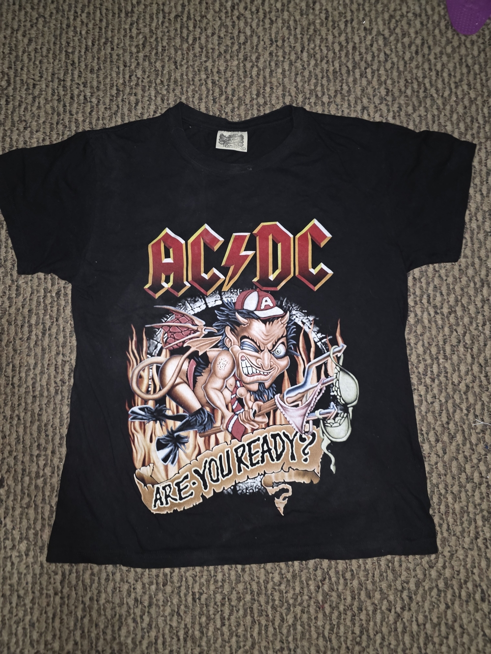 AC/DC Black Kids Graphic Tee with Red & Gold Logo